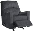Fabric Upholstered Rocker Recliner with Tufted Back, Charcoal Gray