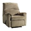 Fabric Upholstered Zero Wall Recliner with Pillow Top Armrests, Beige