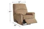 Fabric Upholstered Zero Wall Recliner with Pillow Top Armrests, Beige