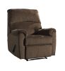 Fabric Upholstered Zero Wall Recliner with Pillow Top Armrests, Brown