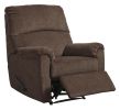 Fabric Upholstered Zero Wall Recliner with Pillow Top Armrests, Brown