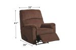 Fabric Upholstered Zero Wall Recliner with Pillow Top Armrests, Brown