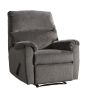 Fabric Upholstered Zero Wall Recliner with Pillow Top Armrests, Gray