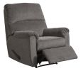 Fabric Upholstered Zero Wall Recliner with Pillow Top Armrests, Gray