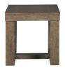 Grained Wooden Frame End Table with Trestle Base, Taupe Brown