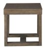 Grained Wooden Frame End Table with Trestle Base, Taupe Brown