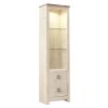 Tall Pier with 1 Door Cabinet and 2 Adjustable Glass Shelves, Antique White