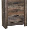 Tall Wooden Pier with 1 Door Cabinet and 2 Adjustable Glass Shelves, Brown