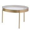 Contemporary Metal and Glass Round Nesting Table, Set of 2, Gold and Clear