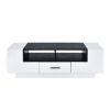 Contemporary Coffee Table with Drawer and Open Compartment, Black and White