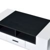 Contemporary Coffee Table with Drawer and Open Compartment, Black and White