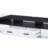 Contemporary 2 Drawer TV Stand with Media Compartments, Black and White