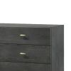 Wooden Dresser with 6 Drawers and Metal Hairpin Legs, Gray and Gold