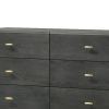 Wooden Dresser with 6 Drawers and Metal Hairpin Legs, Gray and Gold