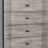 Wooden Chest with 5 Drawers and Metal Bar Handles, Gray and Black