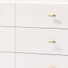 6 Drawer Wooden Dresser with Metal Hairpin Legs, White and Gold