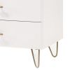 6 Drawer Wooden Dresser with Metal Hairpin Legs, White and Gold