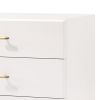 6 Drawer Wooden Dresser with Metal Hairpin Legs, White and Gold