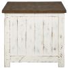 Two Tone Wooden End Table with Metal Grill Cabinet, Brown and White