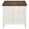 Two Tone Wooden End Table with Metal Grill Cabinet, Brown and White