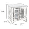 Two Tone Wooden End Table with Metal Grill Cabinet, Brown and White