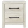 Transitional Wooden Two Drawer Setup Nightstand with Bar Handles, White