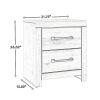 Transitional Wooden Two Drawer Setup Nightstand with Bar Handles, White