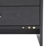 2 Drawer Wooden Nightstand with Brass Handles and Accents, Gray