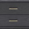 2 Drawer Wooden Nightstand with Brass Handles and Accents, Gray