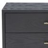 2 Drawer Wooden Nightstand with Brass Handles and Accents, Gray