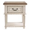 1 Drawer Wooden Frame Nightstand with Tapered Legs, Brown and Antique White