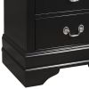 2 Drawer Wooden Frame Nightstand with Antique Metal Pulls, Black