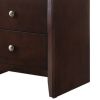 Grained Wooden Nightstand with 2 Drawers and Sled Base, Cherry Brown