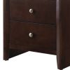 Grained Wooden Nightstand with 2 Drawers and Sled Base, Cherry Brown