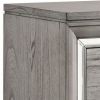 2 Drawer Nightstand with Mirror Accent and Bracket Feet, Light Gray