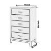 Transitional 5 Drawer Chest with Curved Handle and Chamfered Feet, White