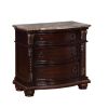 Sany Wooden Nightstand with Three Spacious Drawers and Bun Feet, Cherry Brown