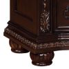 Sany Wooden Nightstand with Three Spacious Drawers and Bun Feet, Cherry Brown