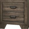2 Drawer Wooden Nightstand with Metal Handles and Bracket Legs, Brown
