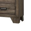 2 Drawer Wooden Nightstand with Metal Handles and Bracket Legs, Brown