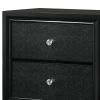 2 Drawer Wooden Nightstand with Textured Details and Crystal Pulls, Black