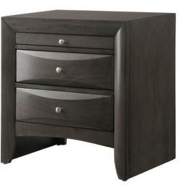 Wooden Nightstand with Two Drawers and Pull Out Tray, Brown