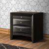 Wooden Nightstand with Two Drawers and Pull Out Tray, Brown