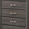 5 Drawer Transitional Chest with Chamfered Feet and Curved Handles, Gray