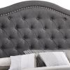 Fabric Upholstered Wooden Demi Wing Full Bed with Camelback Headboard, Gray