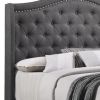 Fabric Upholstered Wooden Demi Wing Full Bed with Camelback Headboard, Gray