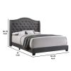 Fabric Upholstered Wooden Demi Wing Full Bed with Camelback Headboard, Gray