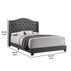 Fabric Upholstered Wooden Demi Wing Queen Bed with Camelback Headboard,Gray