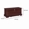 Traditional Style Lift Top Wooden Chest with Carved Details, Dark Brown