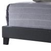 Full Size Bed with Square Button Tufted Headboard, Dark Gray